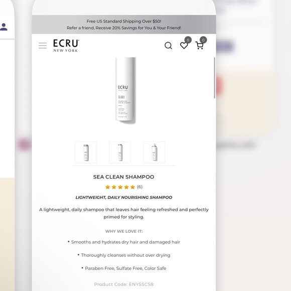 NIB ECRU Sea Clean Shampoo Full Size 8 fl oz- BOX HAS DAMAGE- bottle dent - Picture 9 of 10